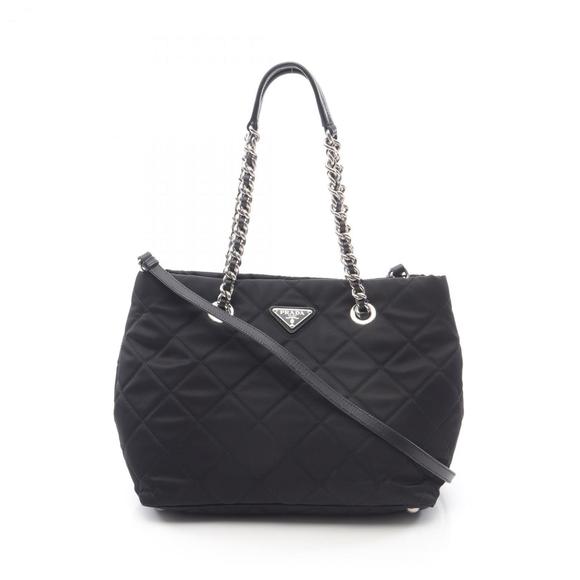 Prada TESSUTO IMPUNTU Tote Bag in Nylon and Saffiano Leather, Black - Picture 1 of 7